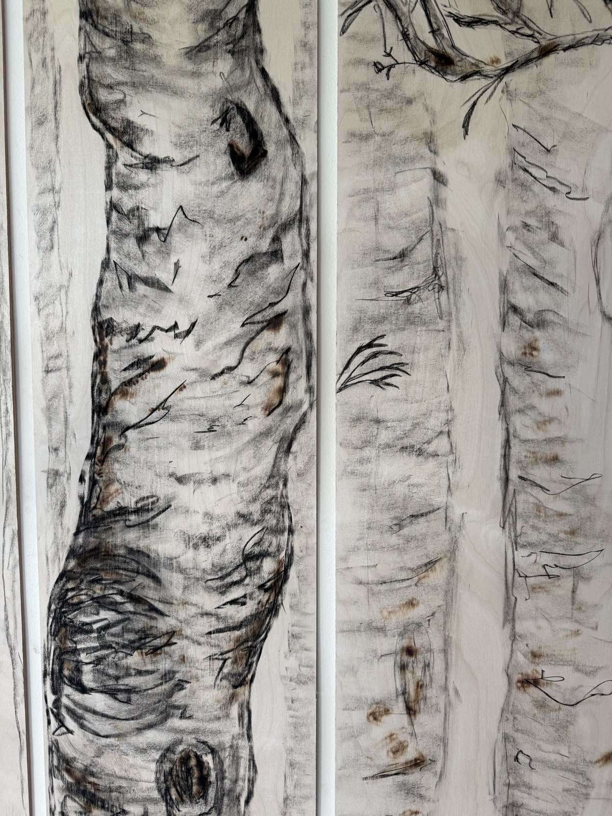 Tree panel - fire and charcoal on wood
