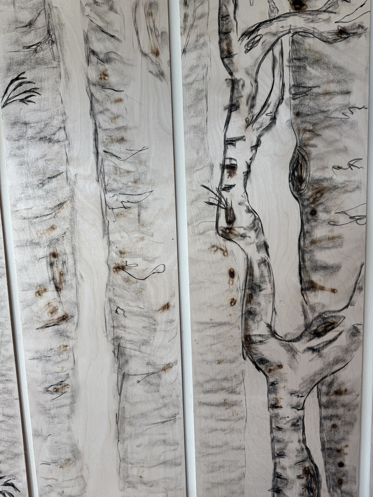 Tree panel - fire and charcoal on wood